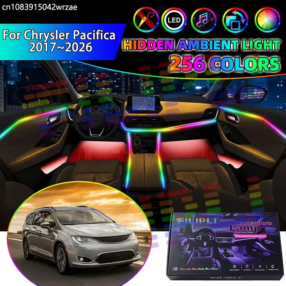 For Chrysler Pacifica 2017~2026 RU Voyager RGB Car Interior Ambient Lights Strips Breathing Lighting Kit App Control LED strips by InterCyprus Trading Ltd