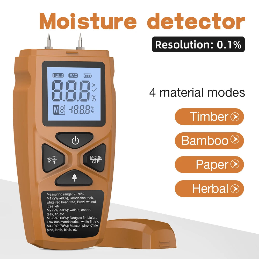 Wood Moisture Meter &ndash; High Precision Humidity Readout Yellow