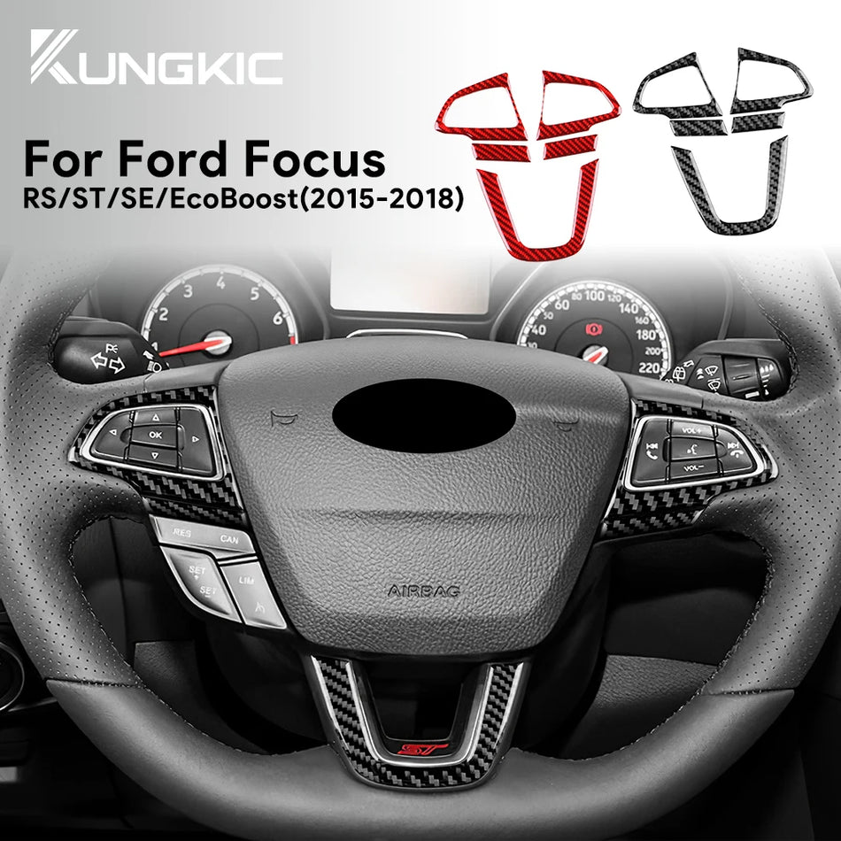 Ramka przycisków kierownicy z włókna węglowego do Ford Focus SE 2015-2018