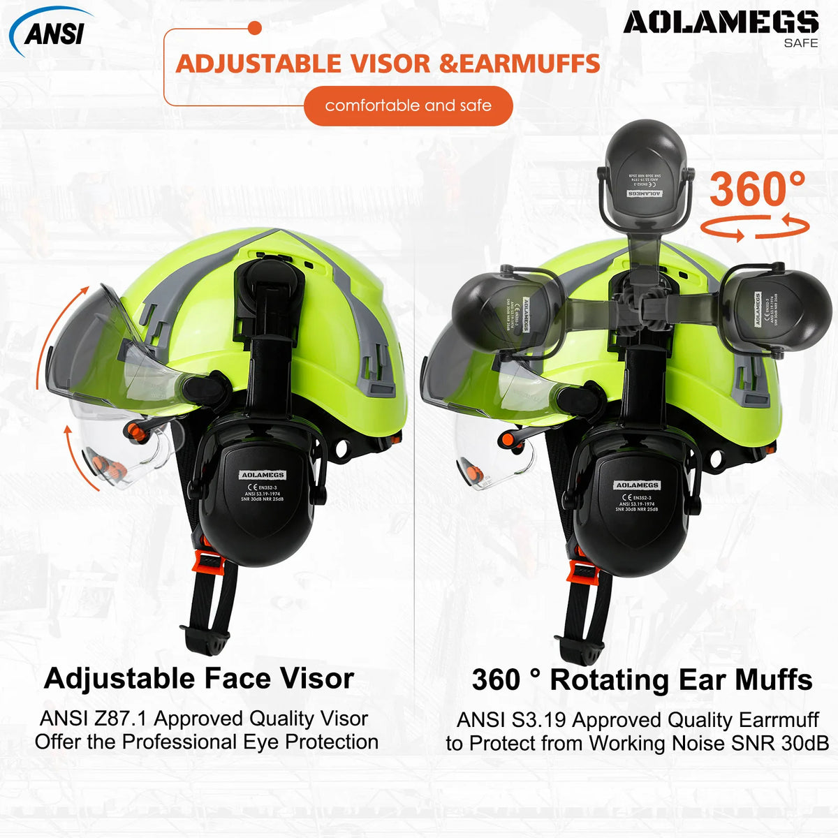 AQM0257 CE Safety Cap with Vent Visor Goggles &ndash; Light