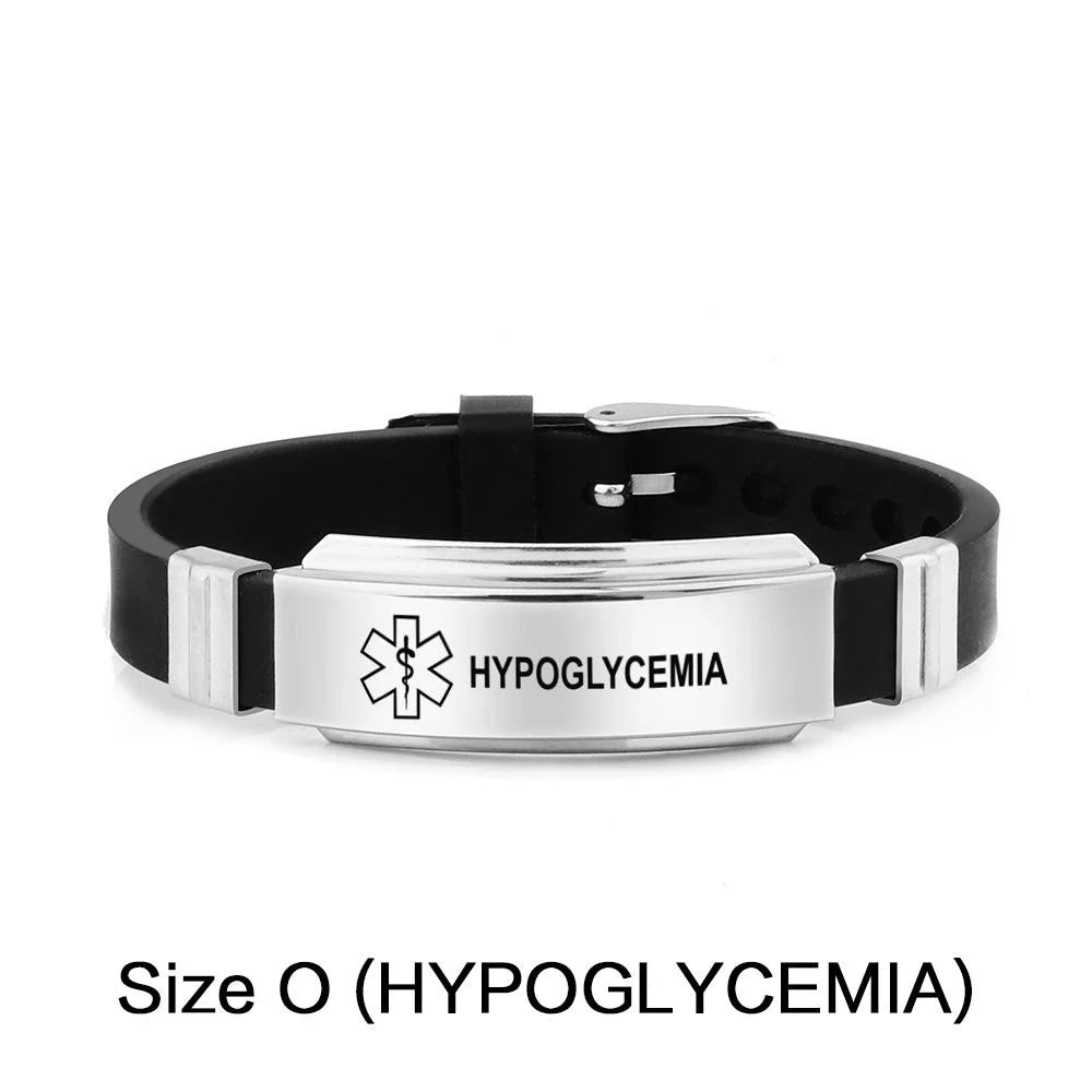 Stainless Steel Medical Alert Bracelet - 15 Styles HYPOGLYCEMIA