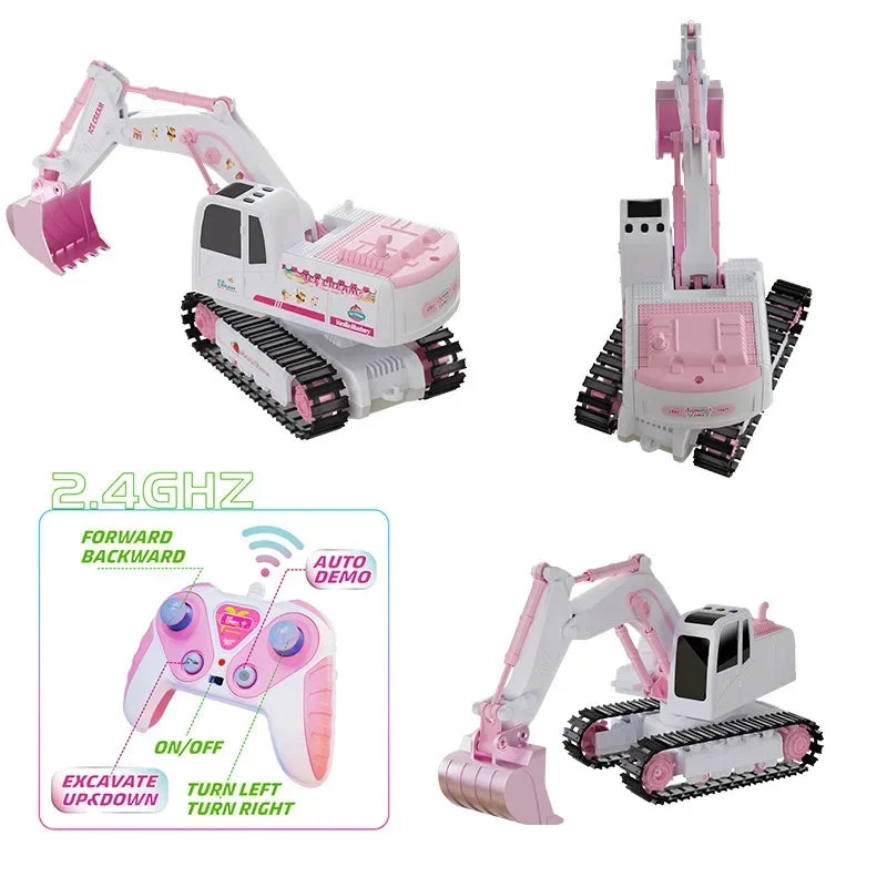 Pink RC Excavator for Girls 1/24 &ndash; Remote Control Digger