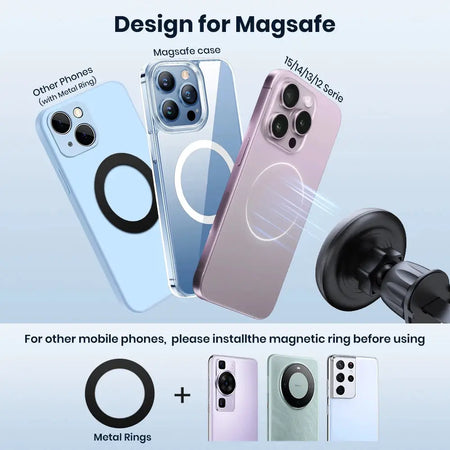 TOPK for Magsafe Car Phone Holder,Powerful Magnetism Premium Quality Single-Hand Operation Metal Hook Magnetic Car Phone Mount by InterCyprus Trading Ltd