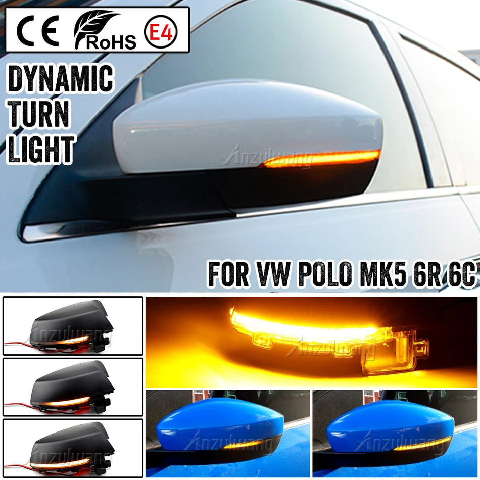LED Turn Signal Light With Dynamic Flowing Effect For Volkswagen Polo MK5 6R 6C