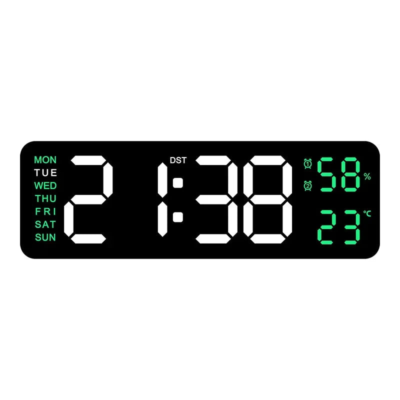 WOKLOK 9 Inch Large Digital Wall Clock &ndash; USB Powered with Temperature and Humidity Display ABG / 9 inch
