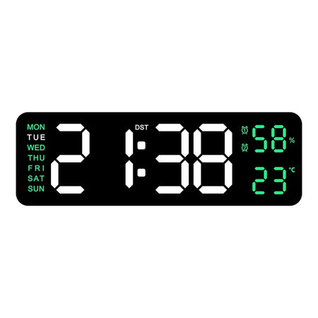 WOKLOK 9 Inch Large Digital Wall Clock &ndash; USB Powered with Temperature and Humidity Display ABG / 9 inch