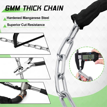 BUCKLOS Bicycle Chain Lock Zinc Alloy Bicycle Locks 0.65M 1M 1.2M 1.5M Universal Bike Password Locks for Scooter Electric E-Bike by InterCyprus Trading Ltd