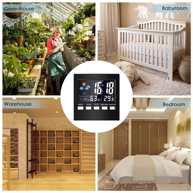 Temperature Humidity Alarm Clock &ndash; Colorful LCD Backlight