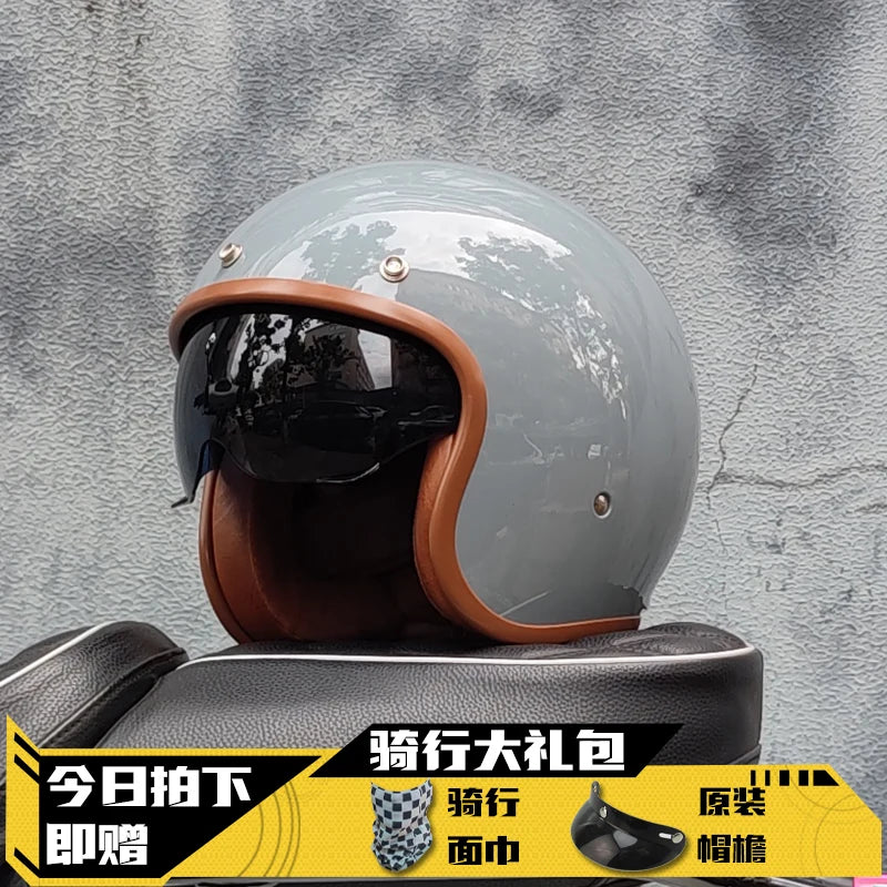 ORZ Retro Open Face Helmet 3-4 - Unisex DOT Certified