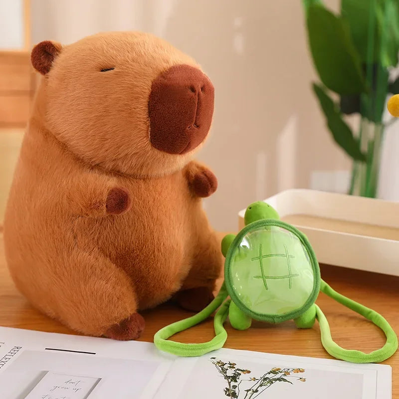 Adorable Capybara Plush Toy with Turtle Backpack