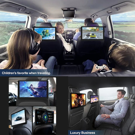 Incell 10.1 Inch Android 13 Car Headrest Monitor &ndash; Ultra-Thin Touch Screen with Carplay and Ambient Lights