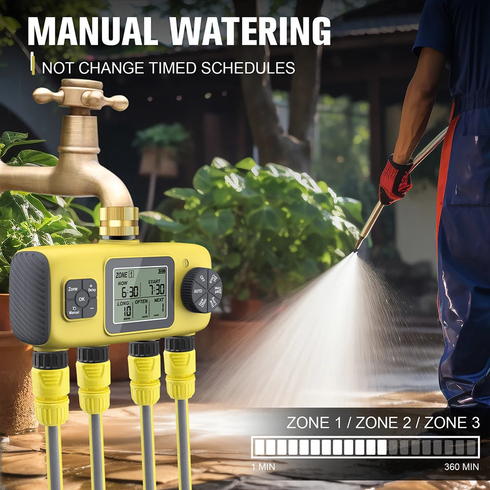 3/4 Automatic Water Timer &ndash; Four Outlet IPX5 Waterproof