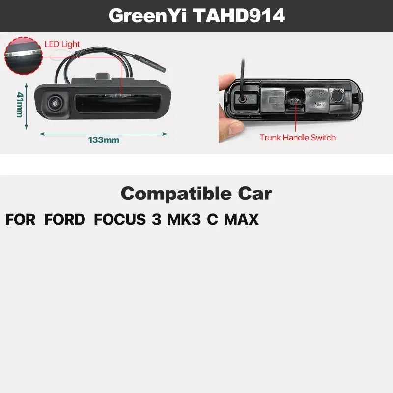 Dynamic Trajectory AHD Trunk Handle Camera For Ford Focus MK2 MK3 Mondeo Ranger Explorer C-Max Kuga Fiesta Fusion Backup Cam by InterCyprus Trading Ltd