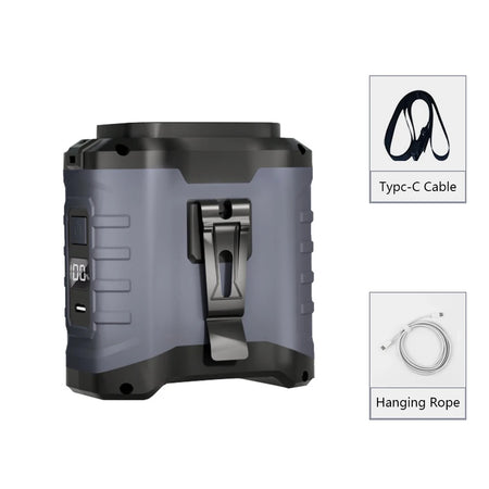 Raugee Portable Waist Clip Fan &ndash; 10000mAh Power Bank Gray