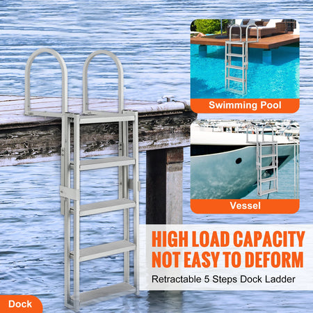 SucceBuy 4/5 Steps Retractable Dock Ladder &ndash; 350 Lbs