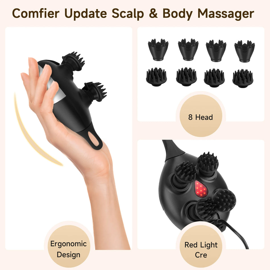 Elektrisk Huvudmassageapparat Med 8 Huvuden 37 Läge Vattentålig