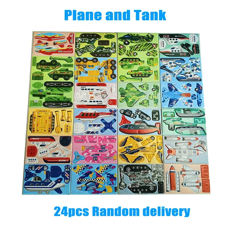 3D Animal Foam Puzzle Educational Toys for Kids - Perfect for Birthday Parties, Classroom Rewards, and Goodie Bags (12-24pcs/Bag) Plane 24pcs