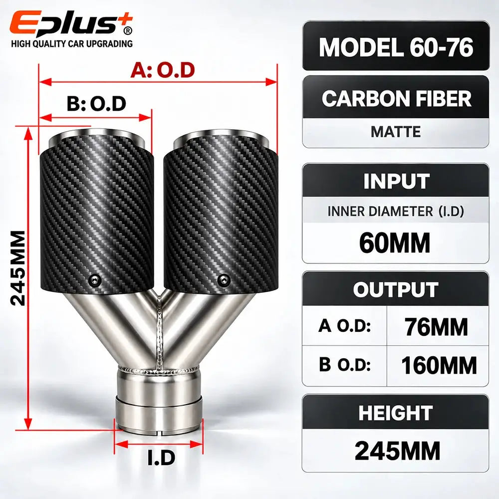 Y Shape Double Exit Carbon Fiber Glossy&Matte Universal Car Exhaust Muffler Tip Mufflers Nozzle Decoration Stainless Silver by InterCyprus Trading Ltd