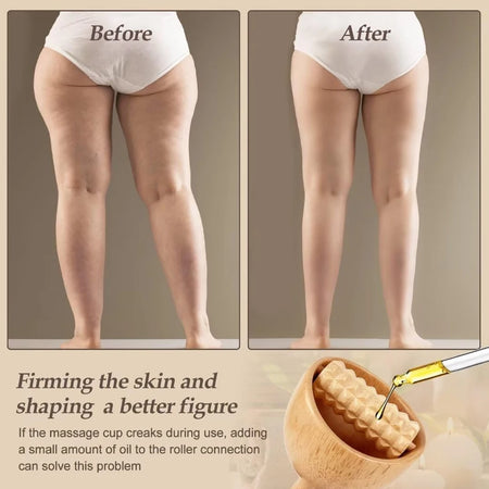 Wooden Therapy Cup with Roller &ndash; Natural Body Shaping Massage Tool