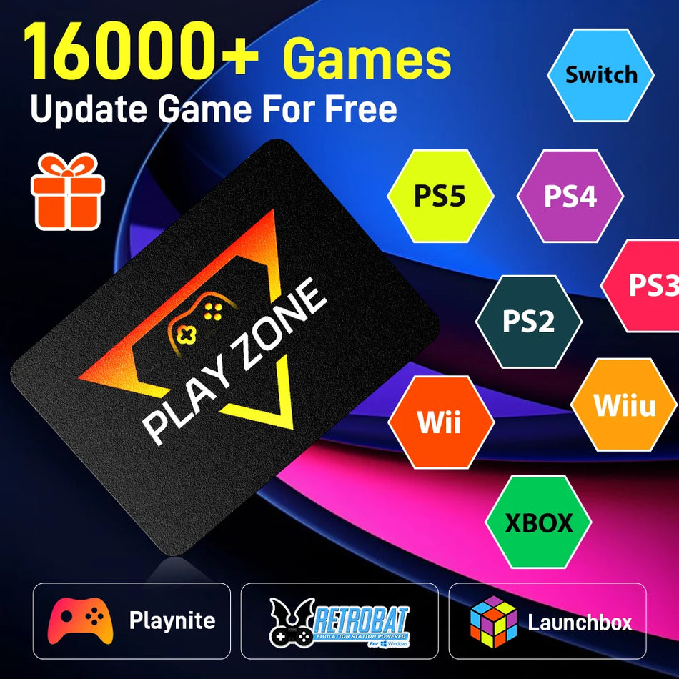 Play Zone 1TB Gaming SSD Εξομοιωτής Hub Για PS5 PS4 Switch Xbox PS3 PS2 16000 Παιχνίδια Με Playnite Launchbox Retrobat PC