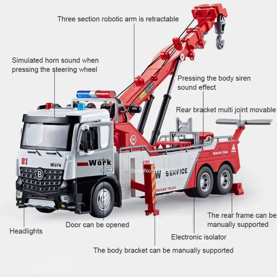 Mașină de jucărie din metal la scară 1:18, cu caroserie din aliaj, funcție de depășire a obstacolelor, sunet și lumini.