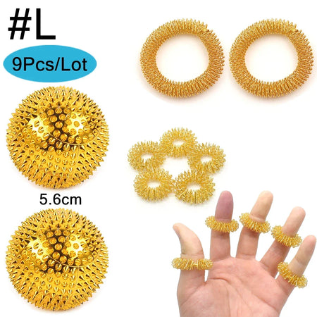 YQQGD Acupressure Rings and Bracelets &ndash; Effective Pain Relief Massage Gold-L