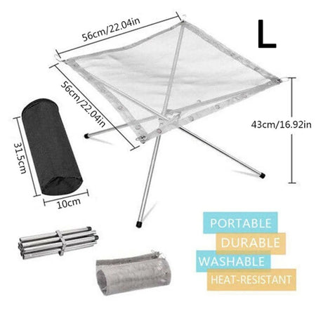 Stainless Steel Camping Fire Rack &ndash; Foldable Mesh Design for Easy Transport L