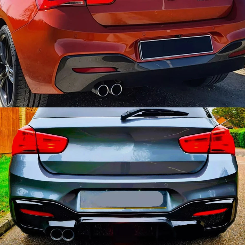Diffuser Lip til BMW 1 Serie F20 F21, Bageste Bumper, ABS Plastik, Glans Sort Finish