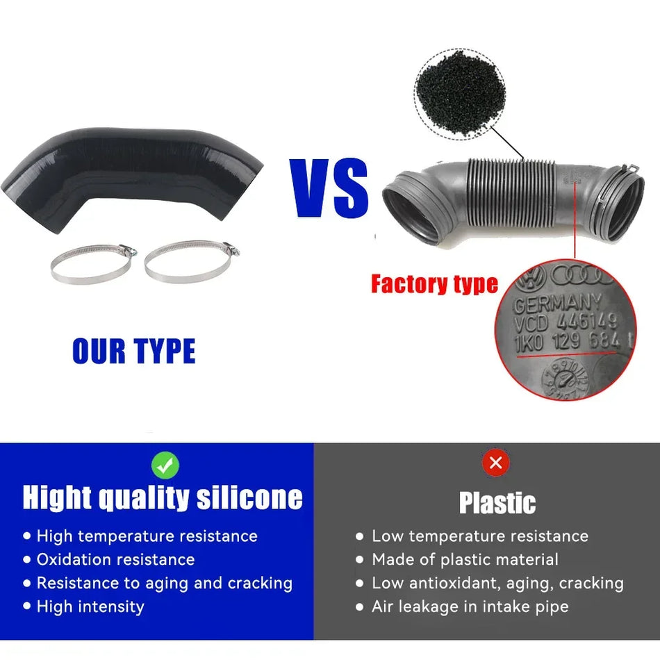 Črna silikonska sesalna cev za AUDI A3 8P EA888 2. generacija