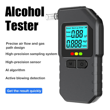 Alcohol Breathalyzer &ndash; Portable High-Accuracy LCD Display black