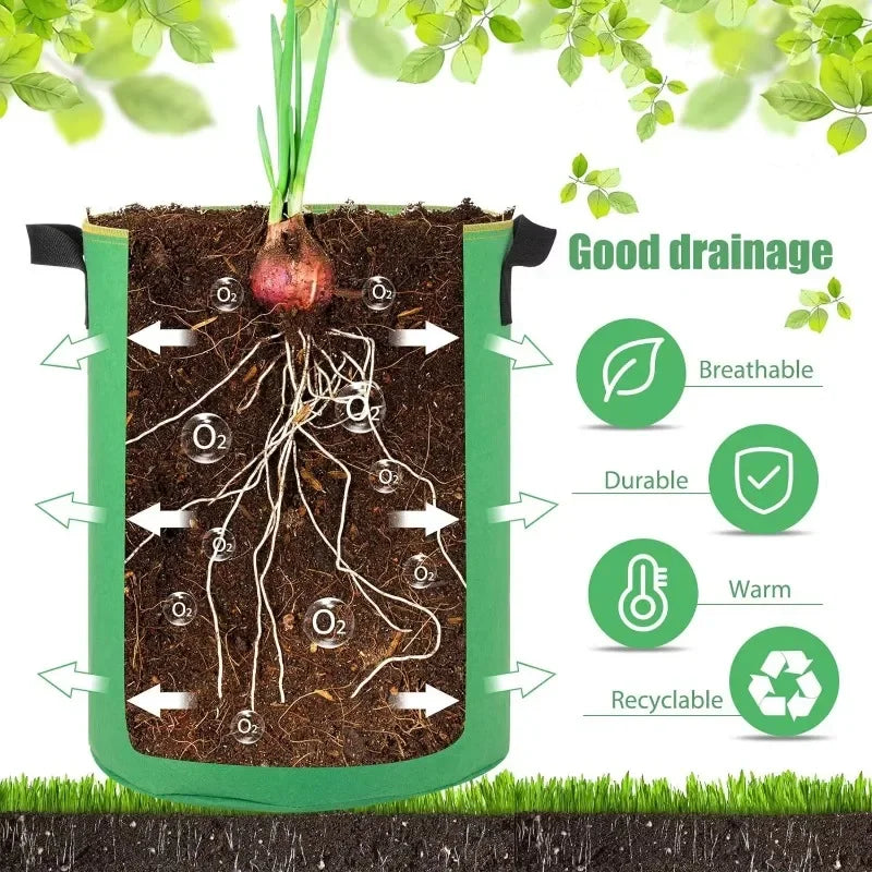 Non-Woven 10-Gallon Potato Planting Grow Bags with Harvest Windows