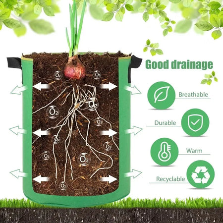 Non-Woven 10-Gallon Potato Planting Grow Bags with Harvest Windows