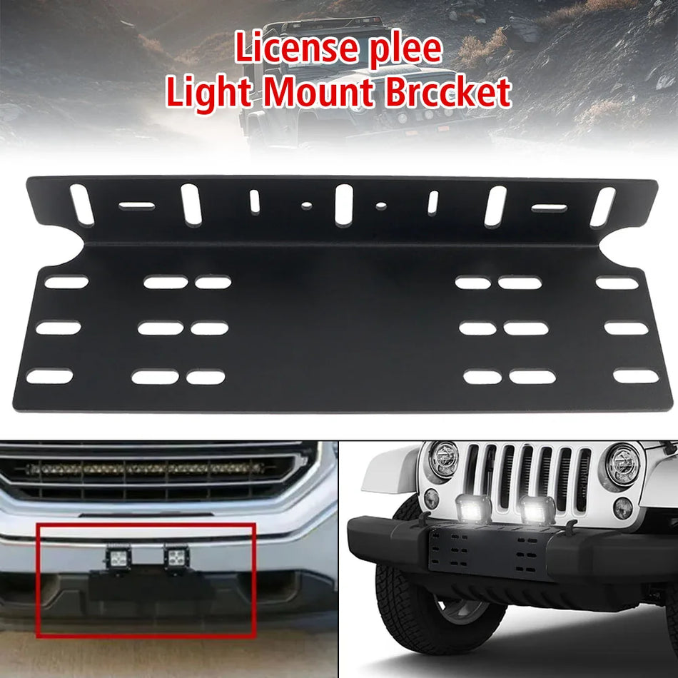 Lampes de travail LED tout terrain 4x4 en alliage d'aluminium avec support de plaque d'immatriculation