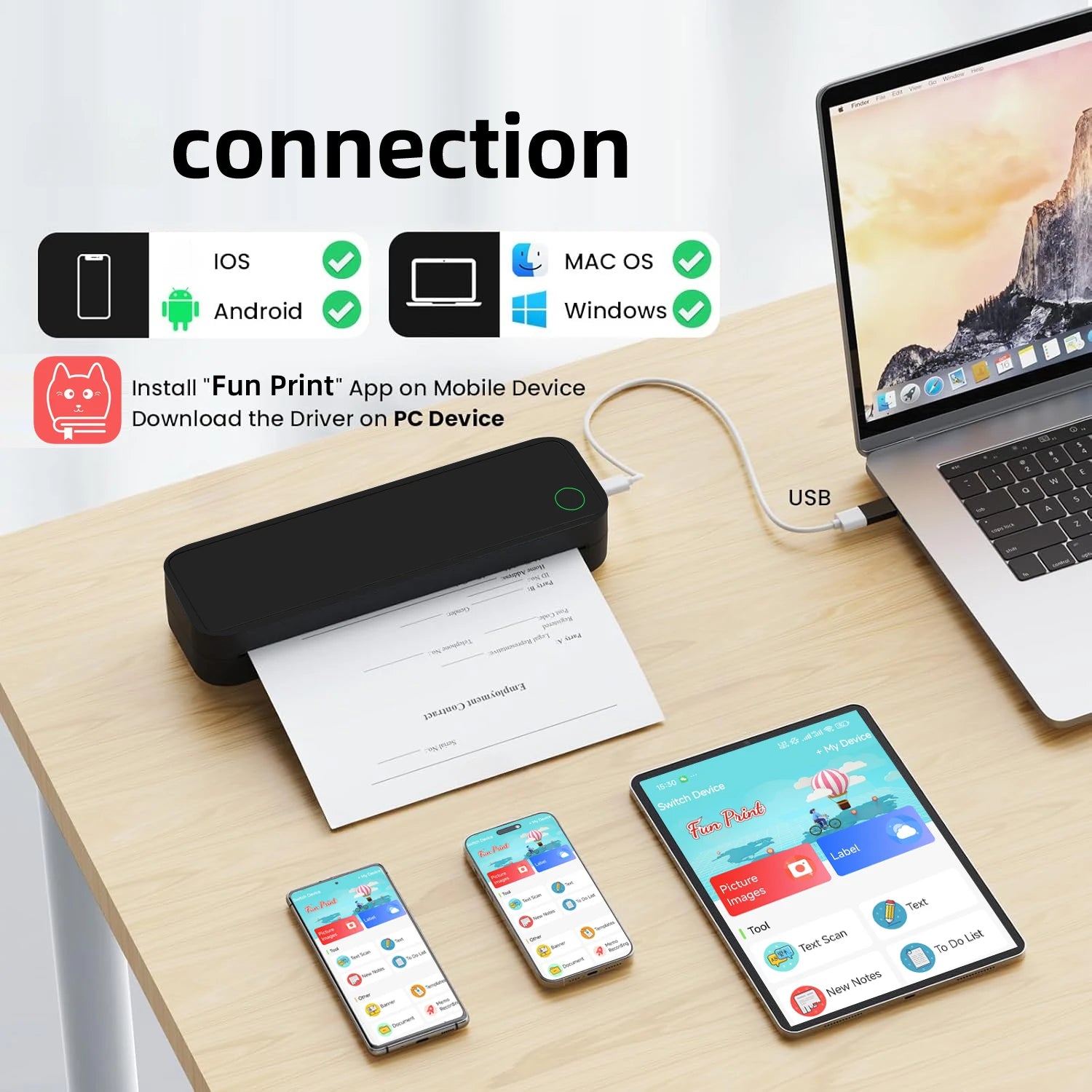 Thermal A4 Mobile Printer &ndash; Ultra Portable Inkless Bluetooth