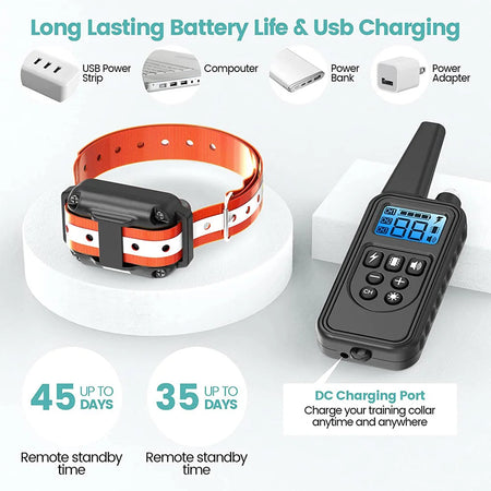 Rechargeable Electrical Dog Training Collar with Remote Control and Vibration