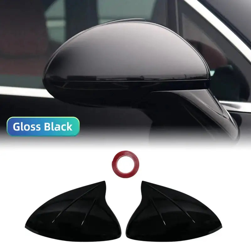 Carbon Fiber Style Black Mirror Covers For Porsche Cayenne Gloss Black