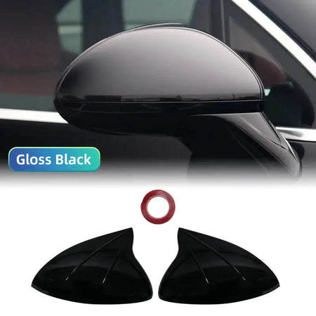 Carbon Fiber Style Black Mirror Covers For Porsche Cayenne Gloss Black