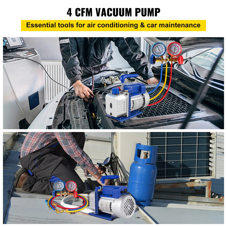 4 CFM vakuumska črpalka 1/4 HP rotacijska lopatica 1 stopnja R134a