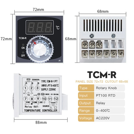 AC220V Knob Type Digital Thermostat &ndash; Easy Temperature Control TCM-R-220V-PT100-400