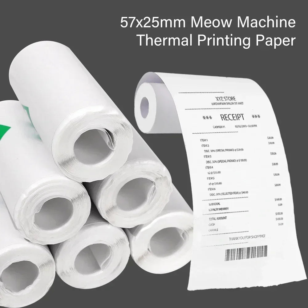 Mini Printer Sticker Paper 57x25MM - 1/3/5 Rolls for Instant Cameras