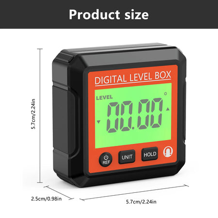 Magnetic Digital Level Inclinometer - Backlit LCD Display