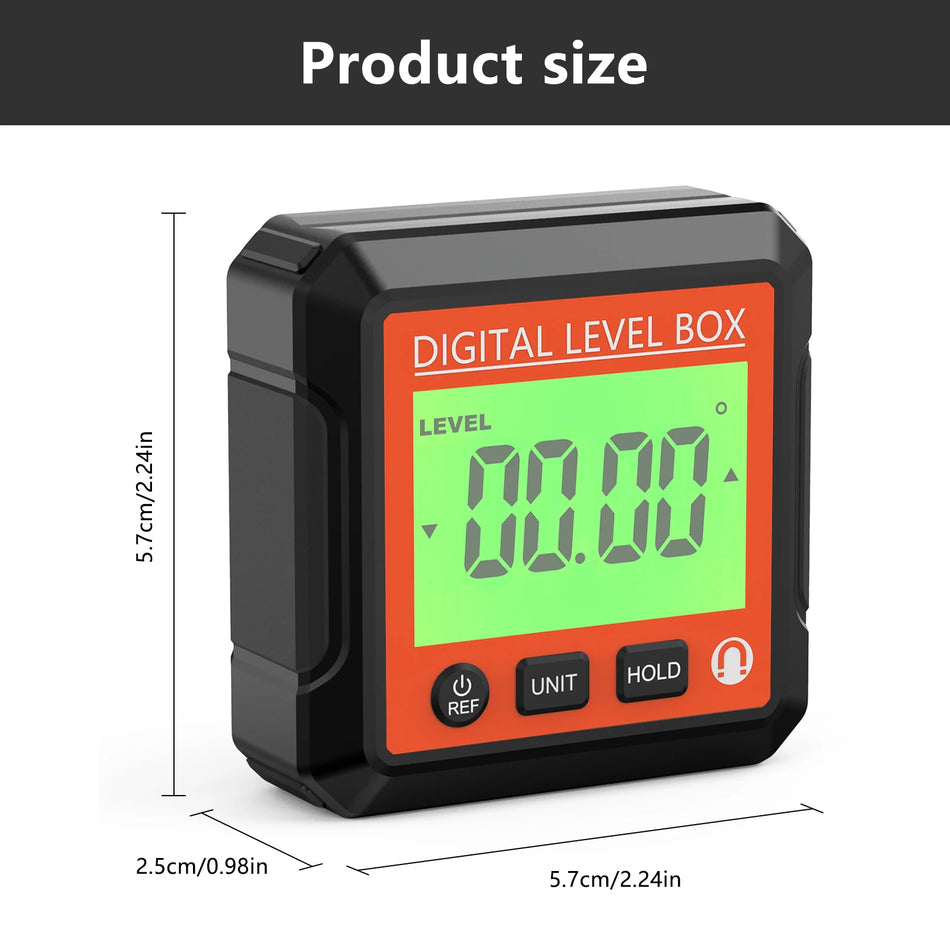 Magnetic Digital Level Inclinometer - Backlit LCD Display
