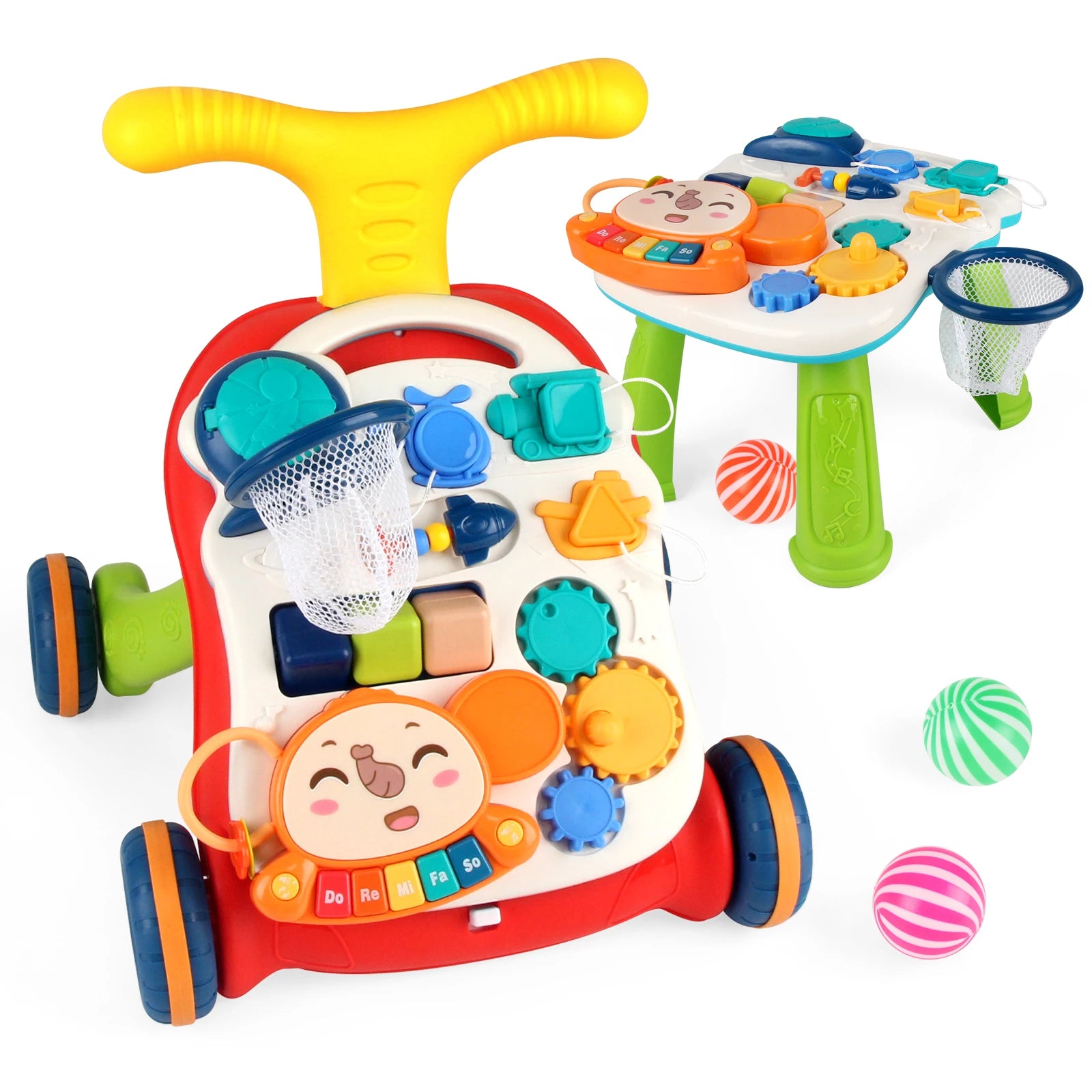 Coolplay Baby Cartoon Push Walker Toy &ndash; Multifunctional Music and Drawing Board 2in1