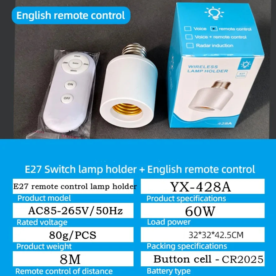 E27 60W Wireless Remote Control Smart Timer Switch &ndash; Effortless Lighting Control