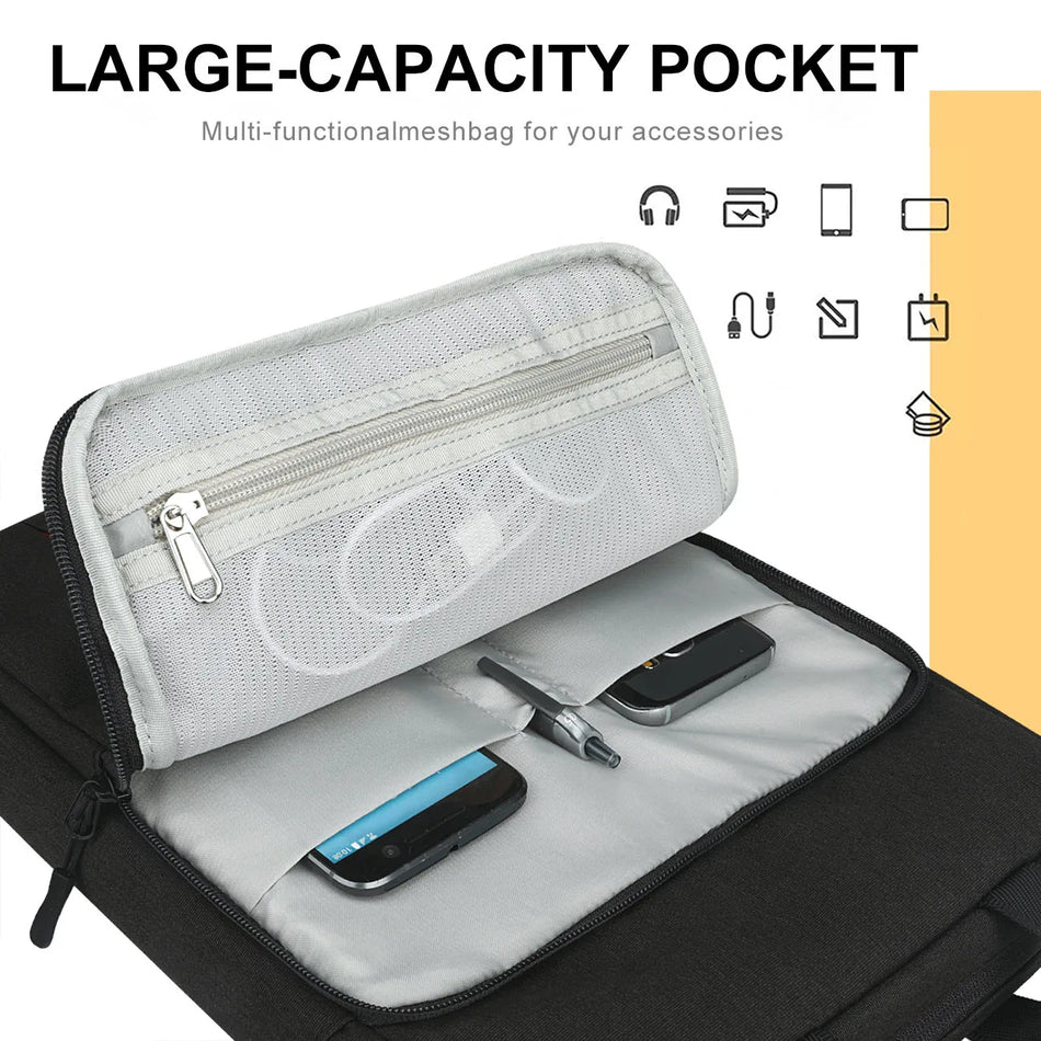 Torba za prenosni računalnik z 360-stopinjskim varovanjem za 13.3-14.1 palčni MacBook Pro, trpežna poliester, mehak flis notranjost