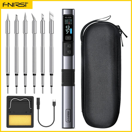 FNIRSI HS-02 Adjustable Temperature Soldering Iron &ndash; Precise 100 to 450&deg;C Control HS-02A-6 Tips