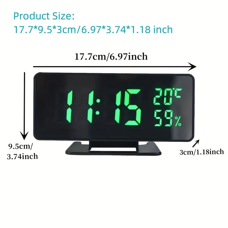 Digital Alarm Clock with Temperature and Humidity Display, 3 Alarms, and Snoozeu529fu80fd