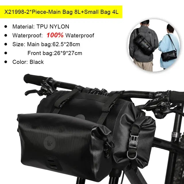 Rhinowalk Bike Handlebar Bag Waterproof 4L-12L Bike Backpack Multifunctional MTB Cycling Bag Front Frame Bag Bike Accessories by InterCyprus Trading Ltd