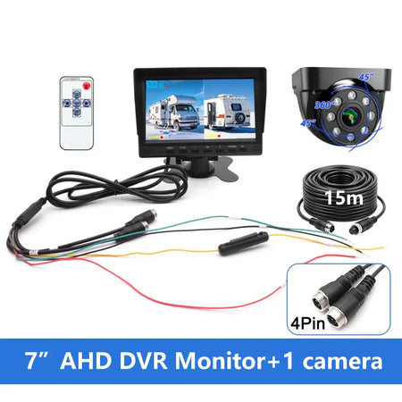 7 Inch 1080P AHD 2CH Split Screen DVR Monitor IP67 Waterproof Night Vision Backup Camera Kit, Rear View Reverse Camera for Truck by InterCyprus Trading Ltd