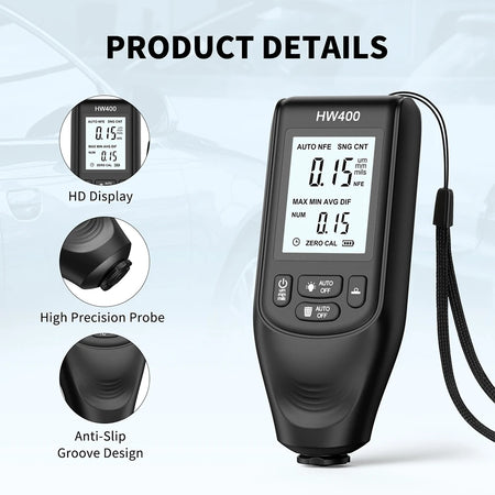 HW400 Car Coating Thickness Gauge - Calibrated With Sheets